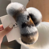 Muweordy New Oversized Faux Fur Big Crab Hair Clip for Girls Rabbit Hair Claw Clips Cute Plush Ponytail Women's Hair Barrettes