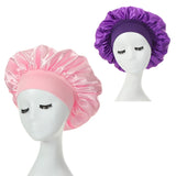 2PCS Milk Imitation Silk Wide Brim Satin Cloth Women's Hair Hat Bonnet Elastic Band Headwear bonnets for women