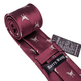 Barry.Wang Novelty Silk Men Tie Handkerchief Cufflinks Set Jacquard Animal Dinosaur Bat Gravat Necktie For Male Wedding Business