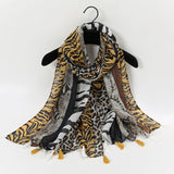 Fashion Printed Leopard Scarf Female Spring Muslim Women Hijab Scarves Tassel Large Size Headband Handkerchief Women's Bandana
