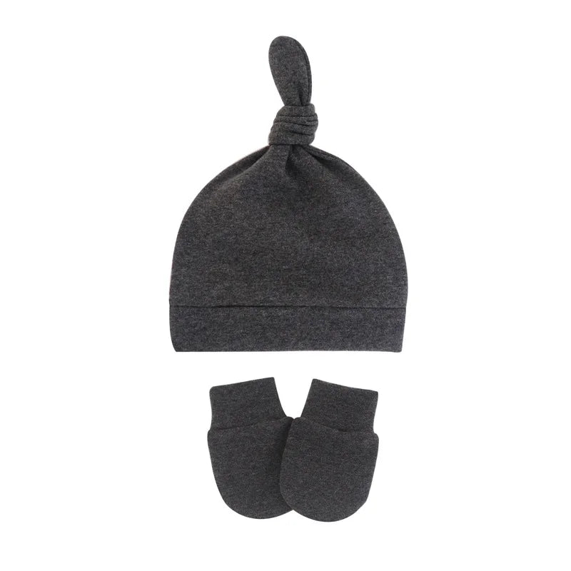 Newborn Baby Hat with Gloves Autumn Winter Warm Cotton Kids Beanies Stuff Children Accessories Infant Nightcap 0-6 Months Babies