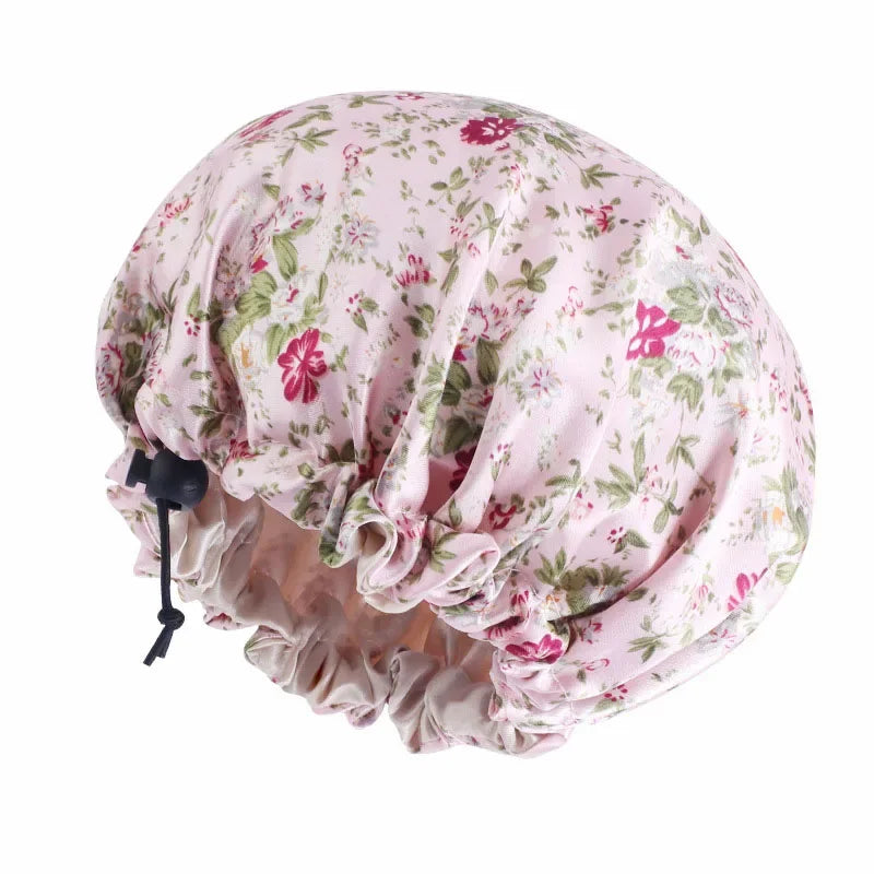 Kids Girls Sleep Cap Floral Print Hair Bonnet Satin Night Sleep Hat Turban Sleeping Hat Children Hair Care Bonnet Nightcap Caps