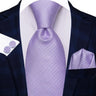 Hi-Tie Purple Lilac Floral Striped Silk Elegant Tie For Men Groom Wedding Men Necktie Pocket Square Cufflink Accessory Wholesale