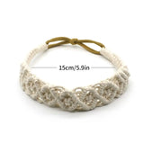 Braided Rope Headwrap Small Daisy Elastic Hair Band Turban Women Hair Scarf Crochet Bandana Macrame Hair Band Bohemian Headband
