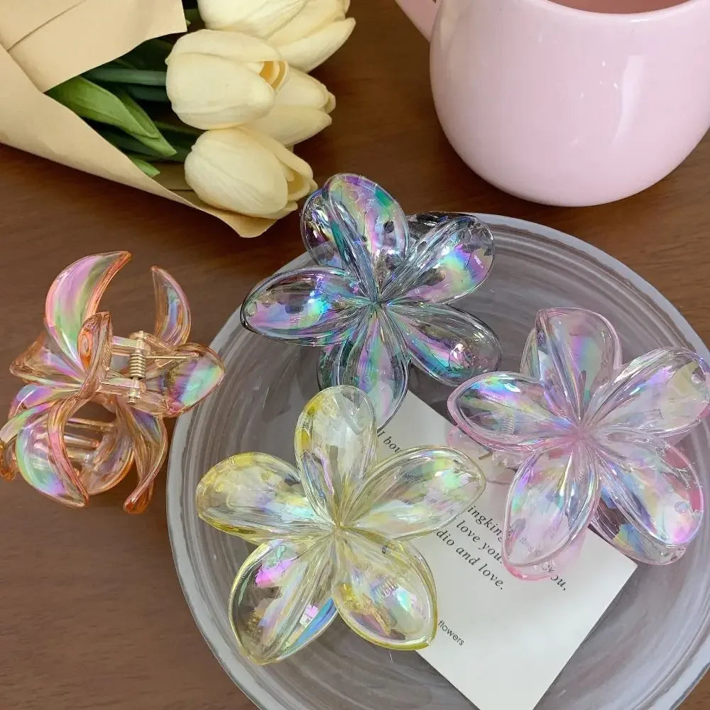Hairpin Flower Hair Clip Cute Grab Clip Plastic Large Hair Claw Beach Headwear Hair Accessories Transparent Hair Clip Female