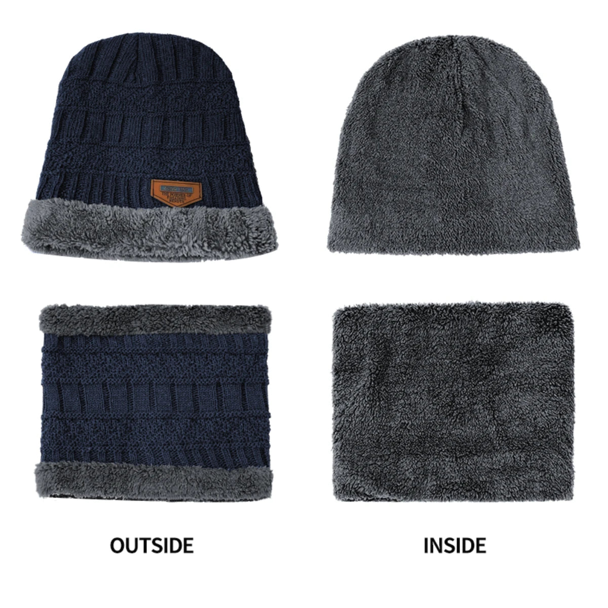 3pcs/Set Warm Plush Lined Knit Beanie, Scarf & Gloves Set, Winter Accessories