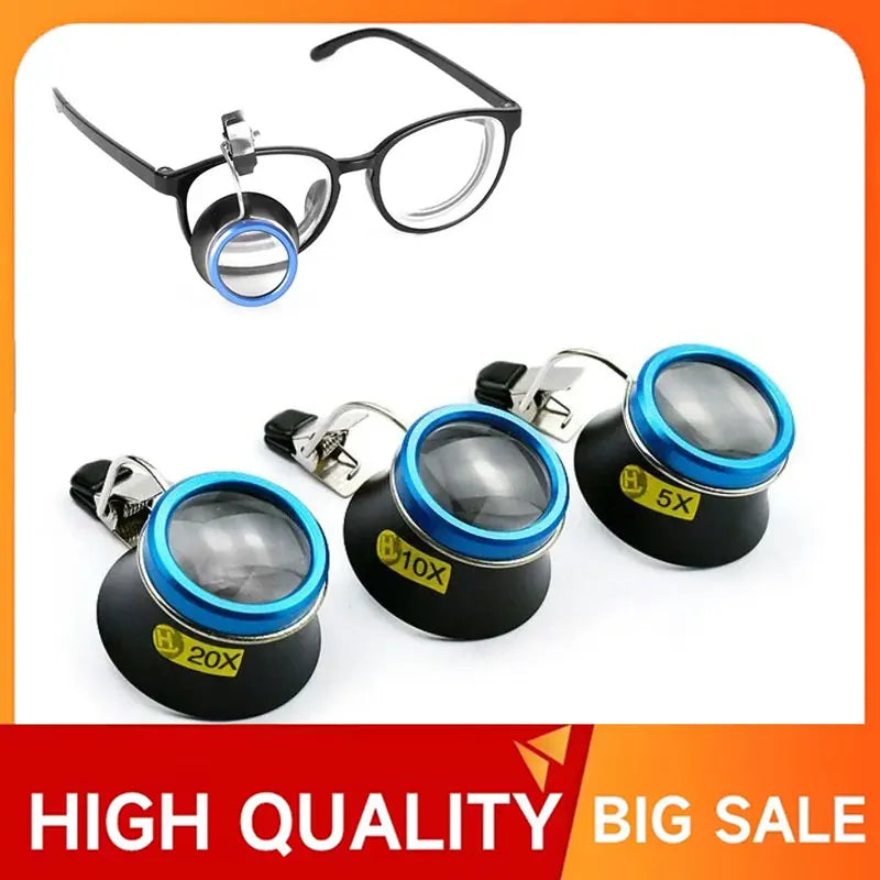 5X 10X 20X Eyeglass Magnifier Clip-On Eye Loupe Magnifying Lens Portable Eyepiece Process Operation Watchmakers Repair Tool