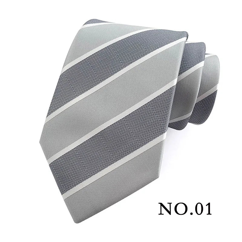 New 8cm Mens Tie Striped Patterned Man Necktie Neck Tie Jacquard Woven Ascot Cravat Neckwear For Gentleman Wedding  Party