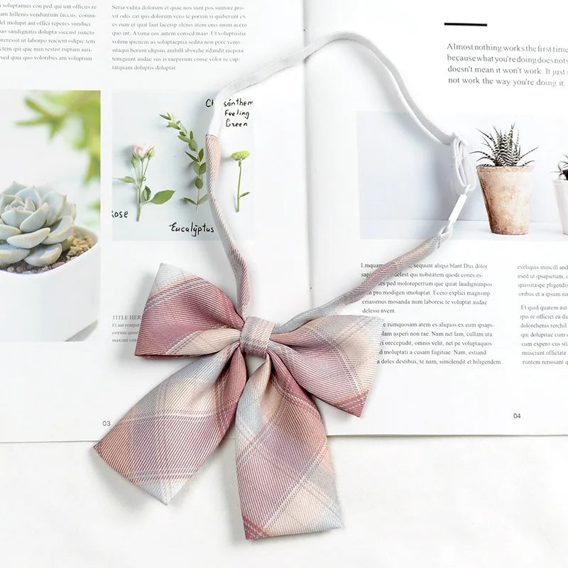 Fashion JK Bowtie Women College Student Collar Tie Cotton Plaid Bowknot Lolita Girls Adjustable Butterfly Anime Cosplay Cravat