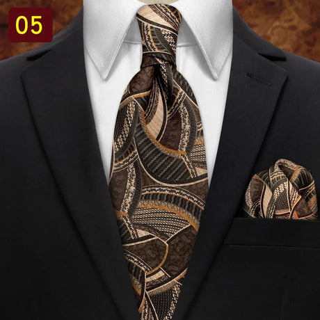 MUGIVALA 9CM Retro business banquet suit paisley vintage pattern tie pocket square set