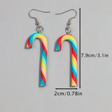 1 Pair Candy Cane Earrings Ladies Girls Christmas Ornaments Accessories Jewelry Gifts