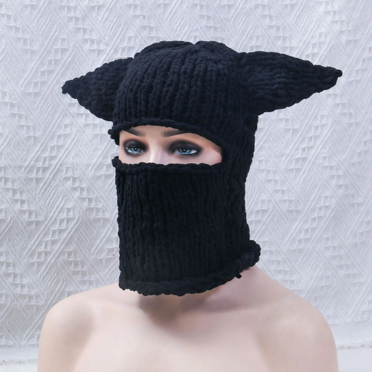 Combhasaki Women's Y2K Hooded Scarf Hats Cute Animal Ears Knitted Pullover Balaclava Winter Warm Beanie Cap for Cold Weather