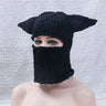 Combhasaki Women's Y2K Hooded Scarf Hats Cute Animal Ears Knitted Pullover Balaclava Winter Warm Beanie Cap for Cold Weather