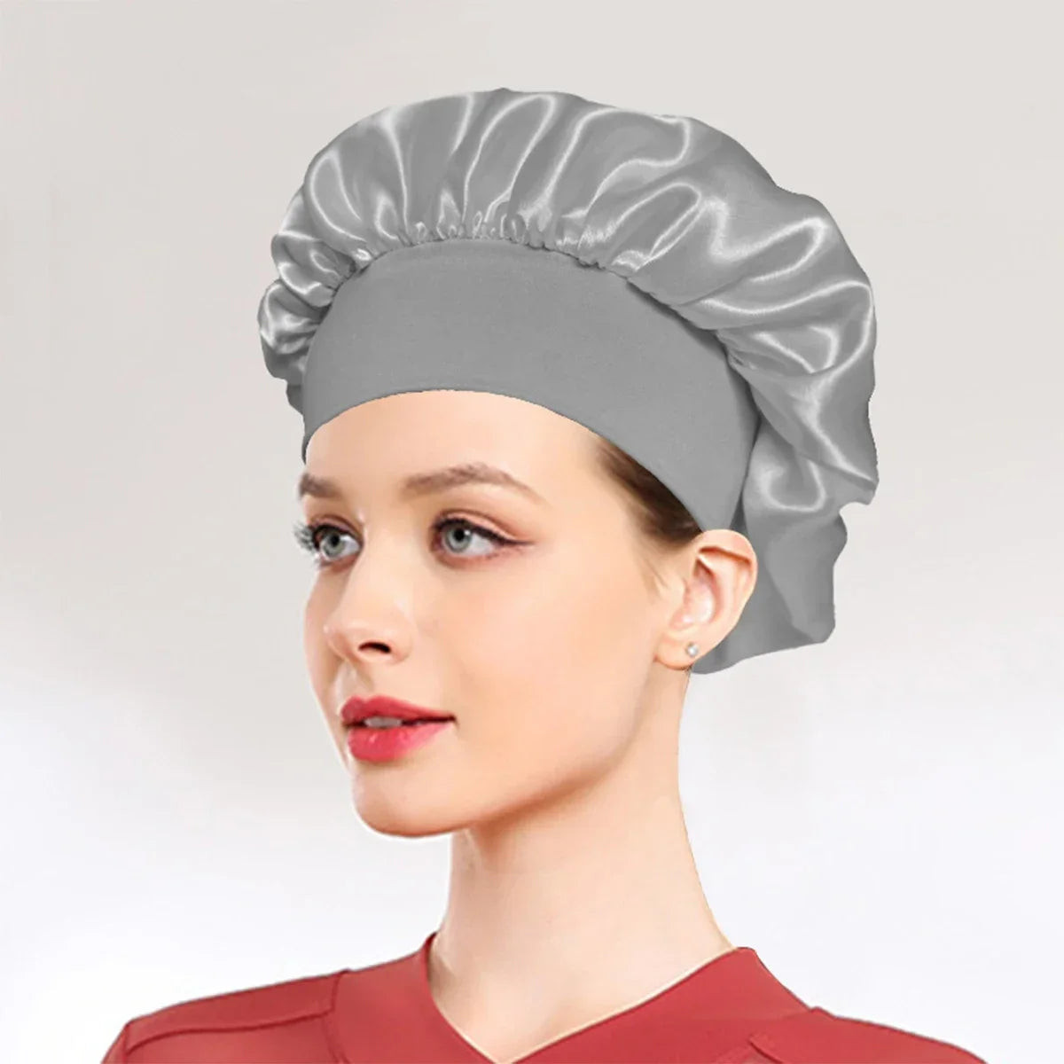New Women's Satin Solid Sleeping Hat Night Sleep Hair Care Bonnet Nightcap Silky Shower Caps Comfortable Flower Band Unisex Cap