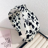 Elegant Floral Black White Hairbands for Women Girls Wide Edge Soft Hair Hoops Big Bowknot Cross Headband Hair Styling Tool Gift