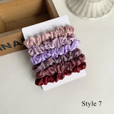 6PCS Colorful Satin Silk Hair tie Elastic Hair Bands hair elastics Women Simple Silky Satin Hair Scrunchies Set Hair Accessories