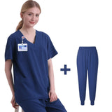 New Scrubs Set Medical Uniforms Stretch Scrub Tops with Pocket Pants Nurse Uniform Doctor Surgery Overalls Beauty Salon Workwear