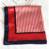 1PC Retro Women Leopard Red Striped Small Square Silk Feel Satin Scarf Vintage Head Neck Hair Tie Band Ring Shawl Summer Scarves