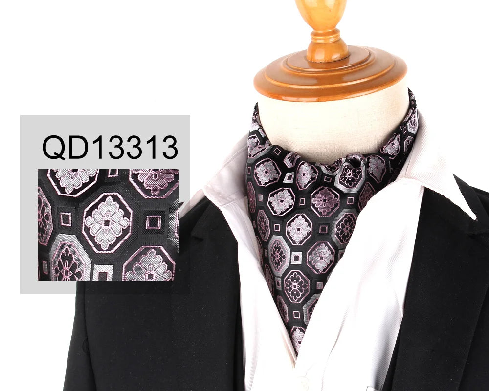 Ascot Tie Cravat Luxury Mens dots Neck Tie Self Tie  for Men Wedding Necktie