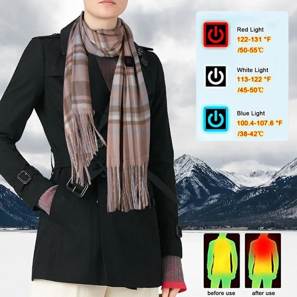 New in Smart Heated Scarf for Men and Women Winter Thickened Neck Warmer Imitation Cashmere USB Electric 3 Gears Fashion Shawl