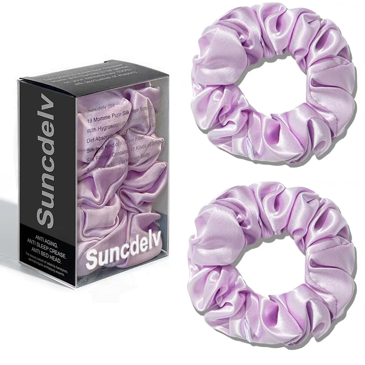 2PCS 3.5CM Mulberry Silk Scrunchies Women Grils Hair Ties for Hair Sleep No Damage Hairband Curly Hair Elastics Ponytail Holder