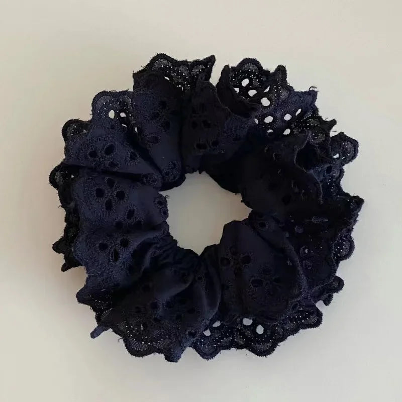 Fashion Lace Scrunchies Romantic Elastic Hair Bands Girl Solid Ponytail Holder Tie Headwear Hair Rope for Women Hair Accessories