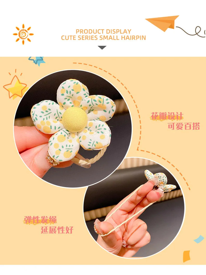 10 Pcs/Set New Baby Girl Cute Colors Flower Hair Bands Ponytail Holder Chilren Soft Scrunchies Rubber Kids Hair Accessories