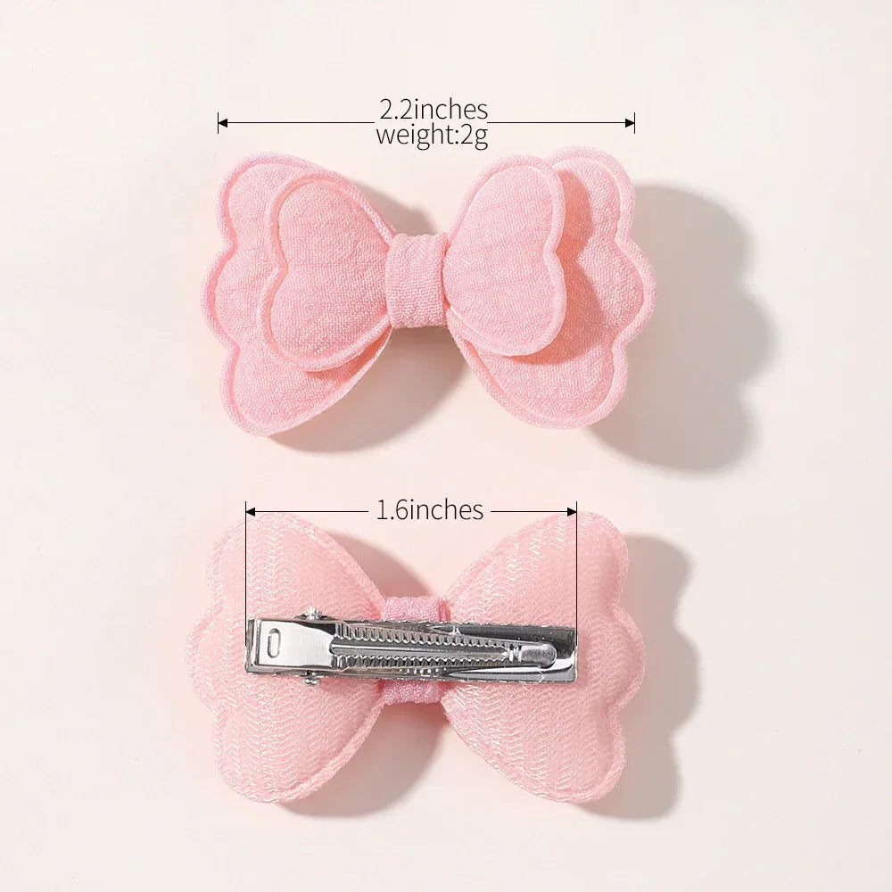4Pcs/set Butterfly Hair Clip Set for Girls Double Layered Bow Cute Bangs Hair Pin Cotton Safe Kids Baby Hair Accessories Set