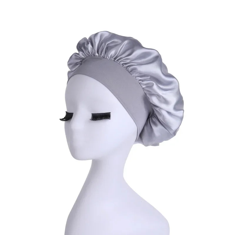 Women's Satin Solid Wide-brimmed Sleeping Hat Night Sleep Cap Hair Care Bonnet Nightcap For Women Men Unisex Cap bonnet de nuit