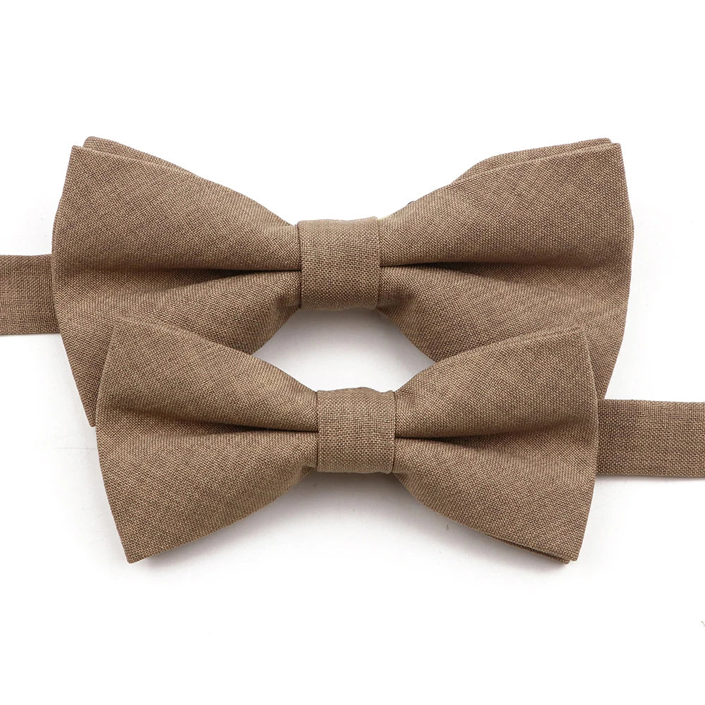 High Quality Mens Solid Color Bowtie Set For Men Children Wedding Party Dinner Accessory Pink Orange Father-son Bow Tie Gift
