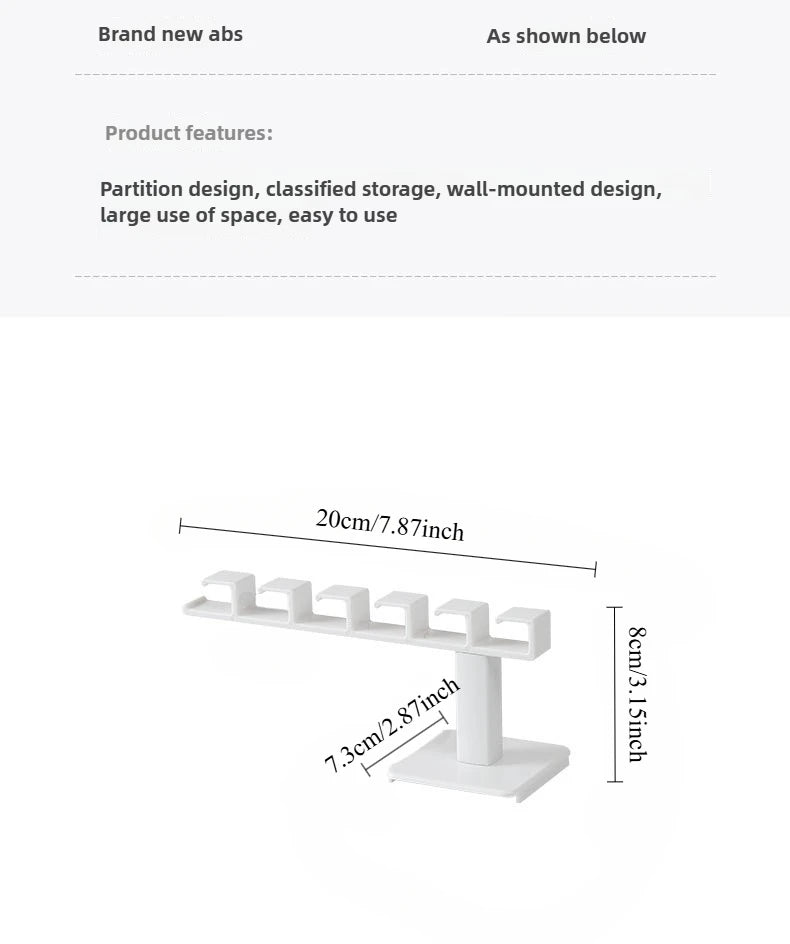 1pc wall mounted non perforated baseball cap hook, smooth and burr free, 6-hook design, multifunctional storage