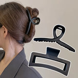 Black Square Cross Large Acrylic Hair Clamps Claw Clips for Women Matte Frosted Geometric Shark Clips Minimalist  Daily Headwear