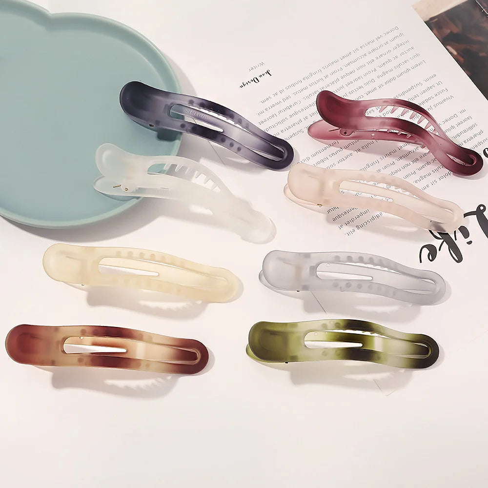 New Acrylic Matte Duckbill Hair Claws Barrettes Bow Solid Color Hair Clips Hair Accessories For Women Hairpin Ponytail Headwear