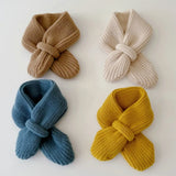 New Simple Solid Colour Baby Scarf Winter Woolen Knitted Kids Neckerchief Baby Boy Girl Warm Cross Muffler