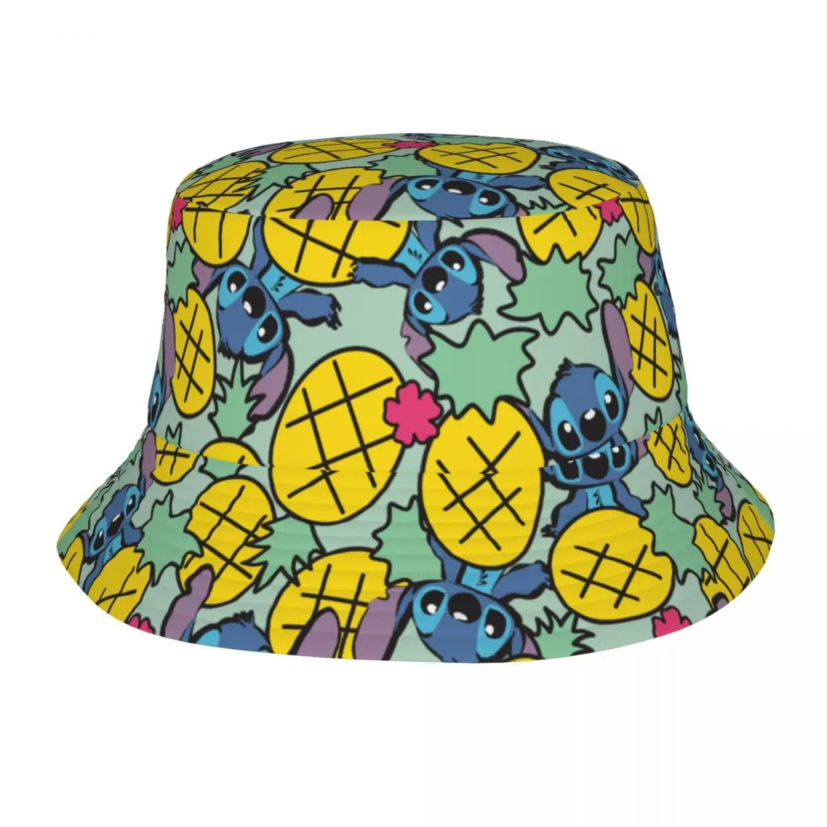Unisex Kawaii Bucket Hats Funny Stitch Cartoon Accessories Bob Hat For Beach Headwear Lightweight