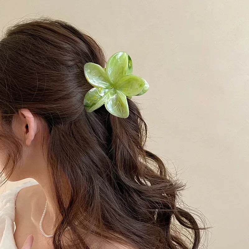 Summer Acrylic Flower Hair Clip for Women Marble Texture Hair Claws Clips Trendy Girl Hairpin Korean Hair Accessories Headwear