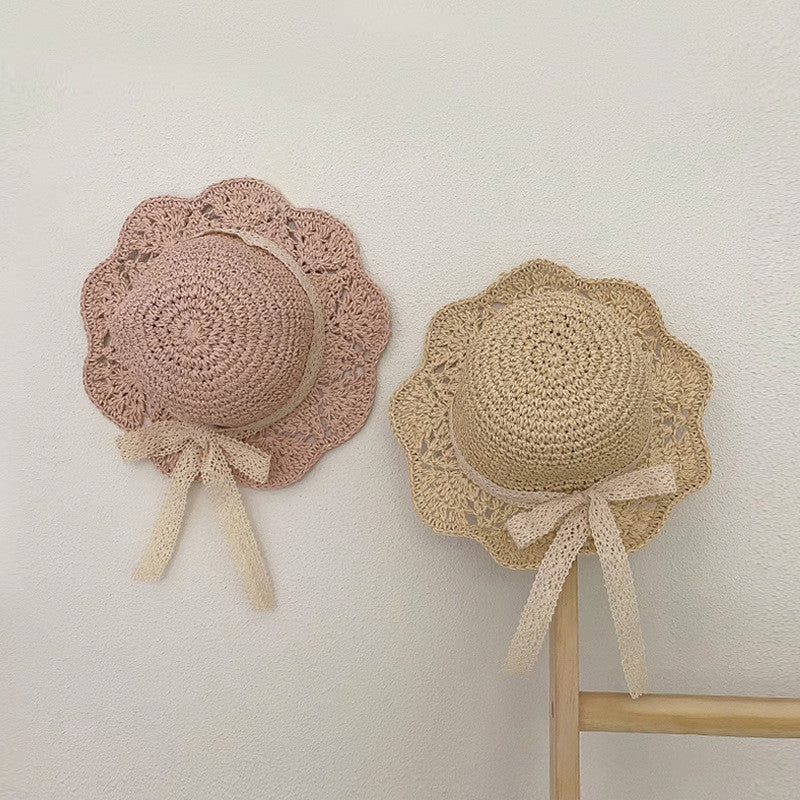 Children's Summer Hat Sunshade Lace Straw Baby Girl Cap Girls Baby Sunscreen Beach Hat