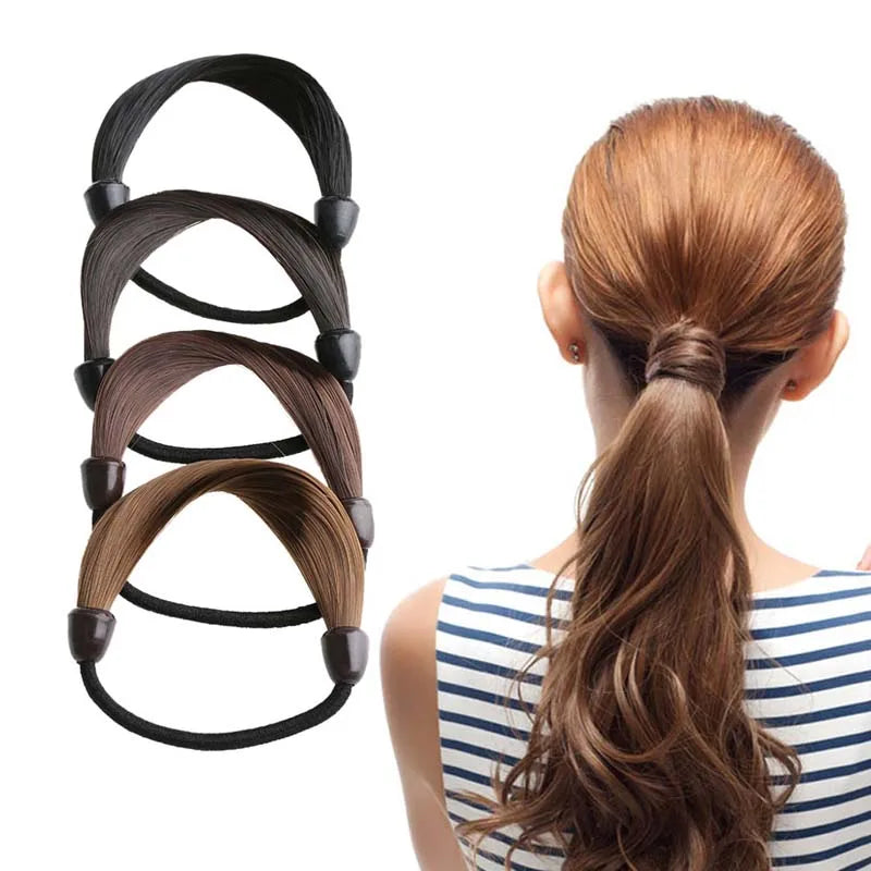Wig Braided Rubber Band Elastic Hair Rope Tie Head Hair Ring Wig Braid Fixed Hairstyle Elastic Band Extension Ponytail Holder