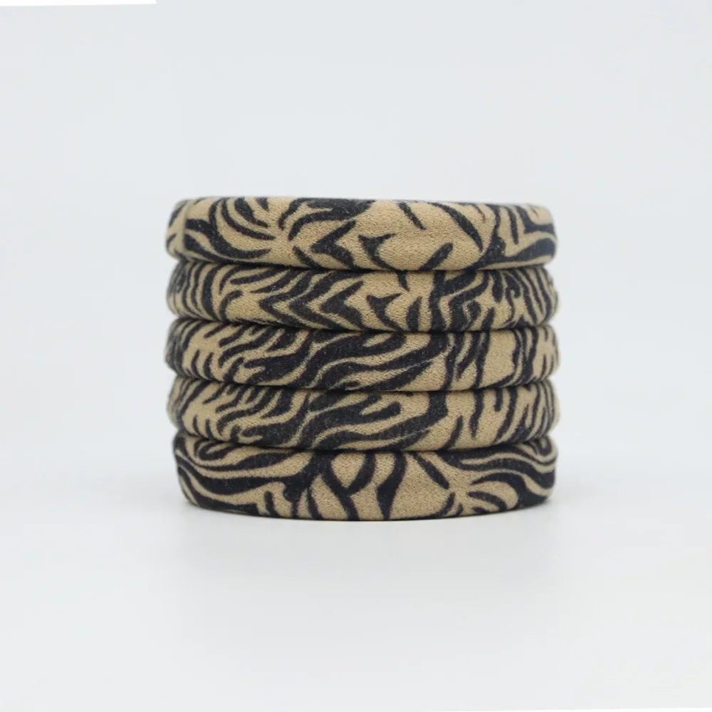 5PC High Elasticity Hair Ties Leopard Print Elastic Hair Scrunchie Ties for Women Wild Fashion Head Rope Hair Styling Accessorie