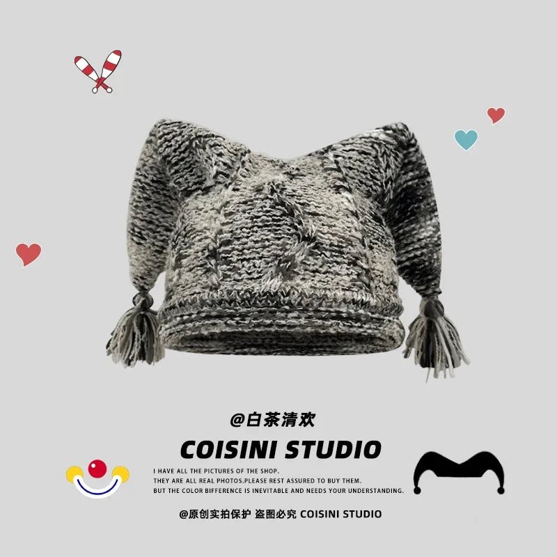 Niche Designer Personalized Clown Beanies Cap for Women Autumn and Winter Casual Warm Fashion Versatile Funny Men's Hats