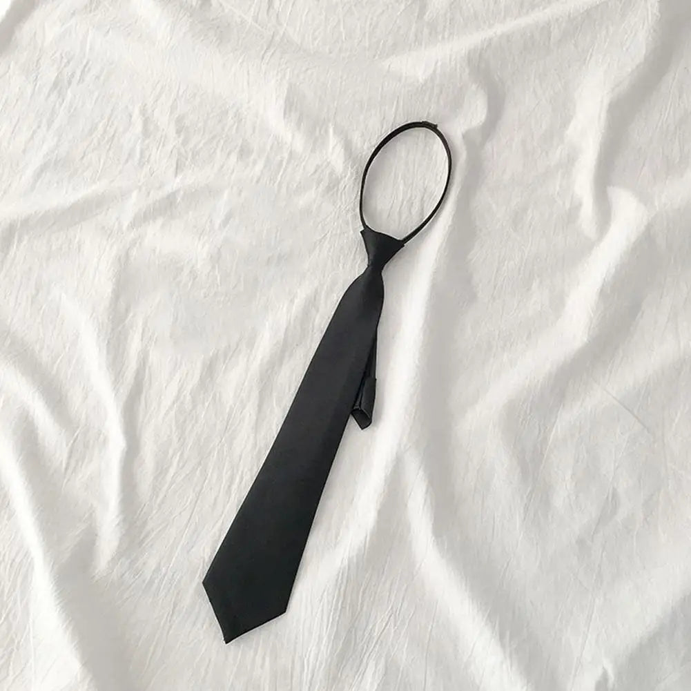 Unisex Tie For Men Women Zipper Tie Black Clip On Men Tie Security Ties Clothes Neckties Funeral Porter Steward Matte Ties