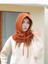 A Women Winter Beanie Hats One-Piece Knit Balaclavas Mask  Neck Circle Scarf Ski Snow Hat