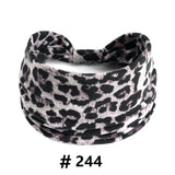 Leopard Print Headbands for Women Wide Boho Turban Head Wraps Cotton Knotted Elastic Hairbands Non Slip Workout Hair Accessories