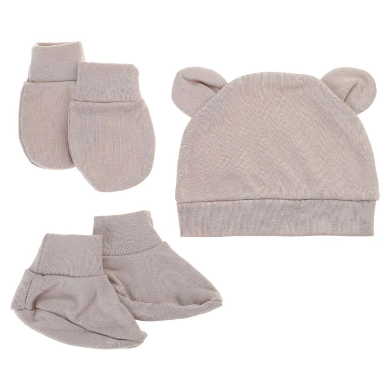 Newborn Hat+Gloves+Socks Set for Baby Boy Girl Cotton Baby Beanie Fall Casual Photography Props Soft Headwear Infant Nightcap