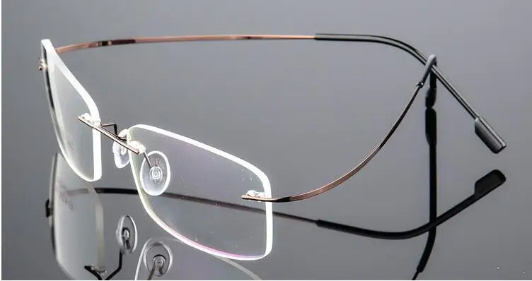 Titanium Alloy Ultra-Elastic Frameless Metal Glasses Frame for Men and Women, Rimless Myopia Prescription Glass Frames FJ868
