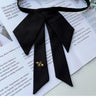 College Style Black Fabric Bow Tie Pearl Bee Fashion Shirt Collar Casual Solid Necktie Gifts for Women Accessories Wholesale