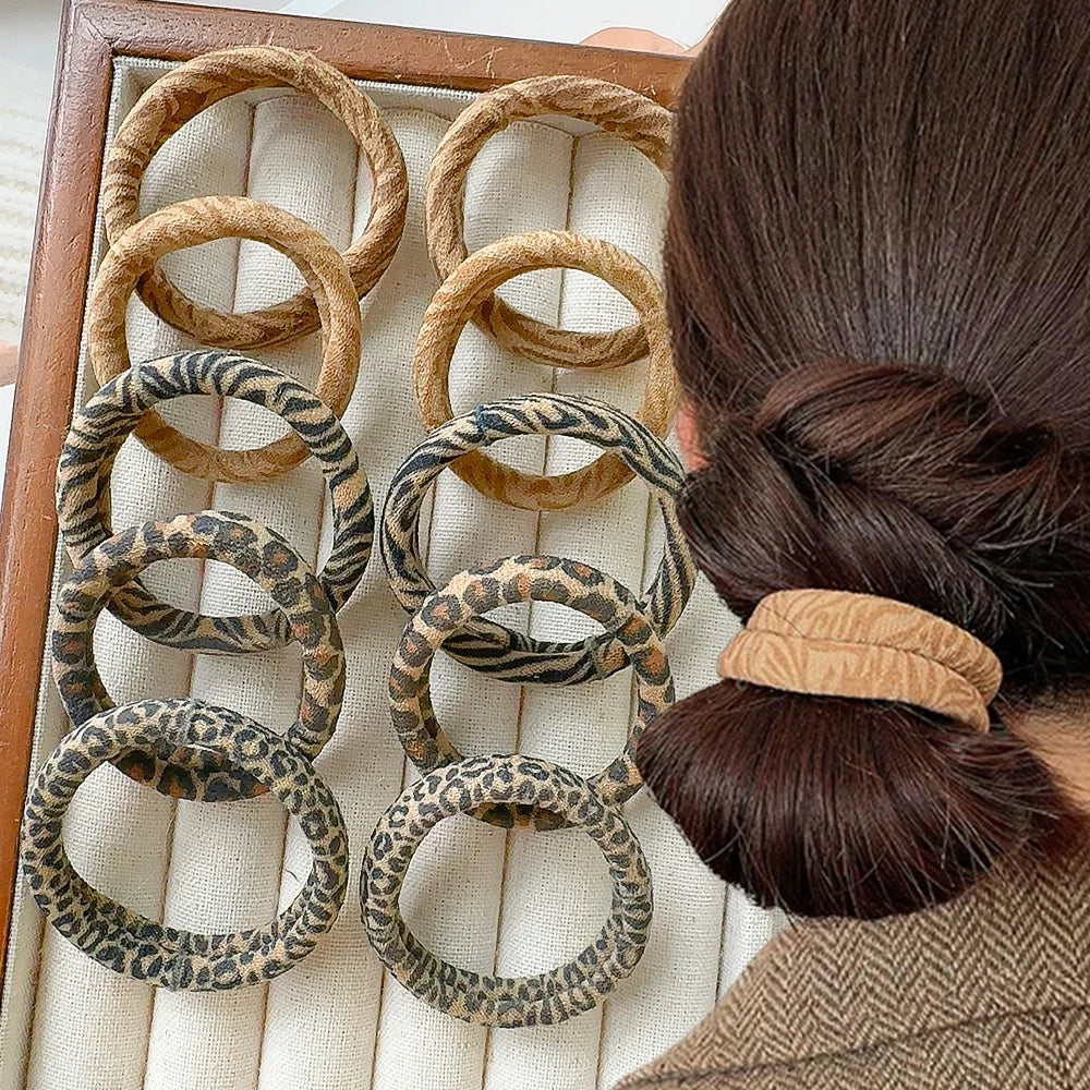 5pcs Leopard Print High Elastic Hair Ties Scrunchie Ties High Elasticity Ponytail Holder Women Girls Hair Rings Rope Accessories