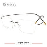 Krasivyy Pure Titanium Rimless Glasses Frame Men Prescription Eyeglasses Germany Women Myopia Optical Frame Screwless Eyewear