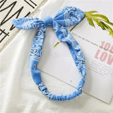 New Fashion Printing Rabbit Ear Knotted Elastic Hair Band Wide Girl Woman Hair Band Headband Hair Accessories Headdress