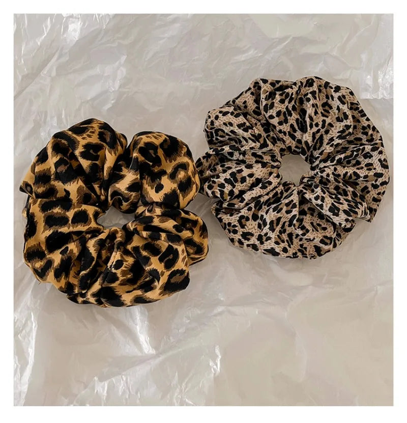 Leopard Print Scrunchies Hair Tie Hairs Rope High Elasticity Elastic Hairs Band Ponytail Holder Elegant Women Hair Accessories